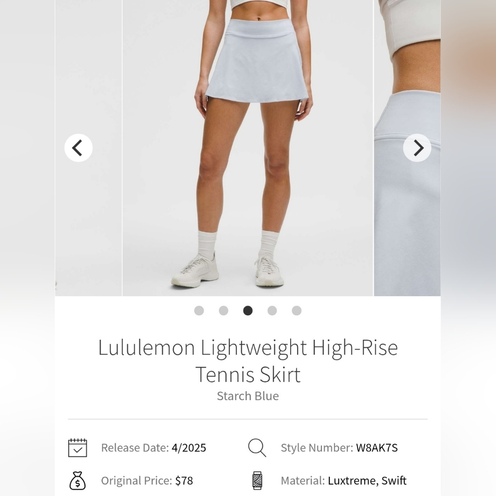 Lululemon Light Blue High-Rise Tennis Skirt